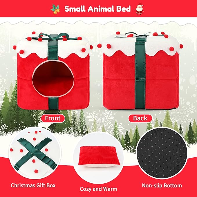 BWOGUE Christmas Rabbit Bed Large Rabbit House and Hideouts Warm Bunny Hut Cave for Bunny Guinea Pig Chinchilla
