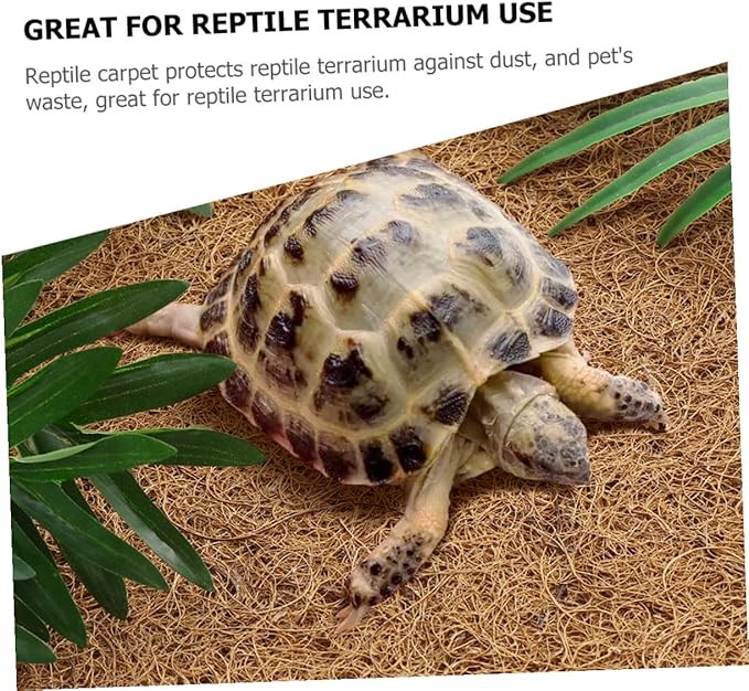 Natural Coconut Fiber Reptile Carpet Mat Non-Slip Terrarium Bedding for Lizards Snakes Tortoises Soft Breathable Fit Substrate Liner with Air and Water Permeability
