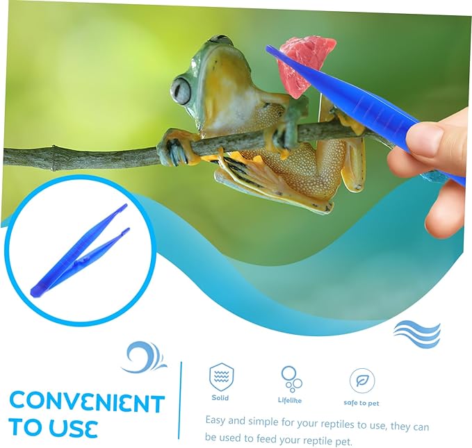 ORFOFE 6pcs Reptiles Feeding Tweezer Set Plastic Feeding Clamp for Lizards and Frogs Curved and Straight Design for Easy Handling of Reptile Food