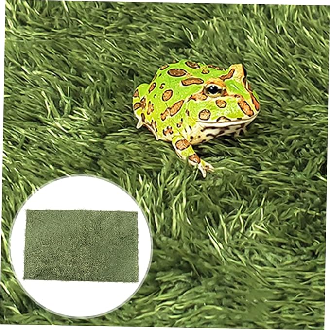 COLLBATH Reptile Cage Mat Fake Lawn Shaped Mat Washable Crawl Pets Pad Tortoise Accessories Absorbent Double-Sided Reptile Decor