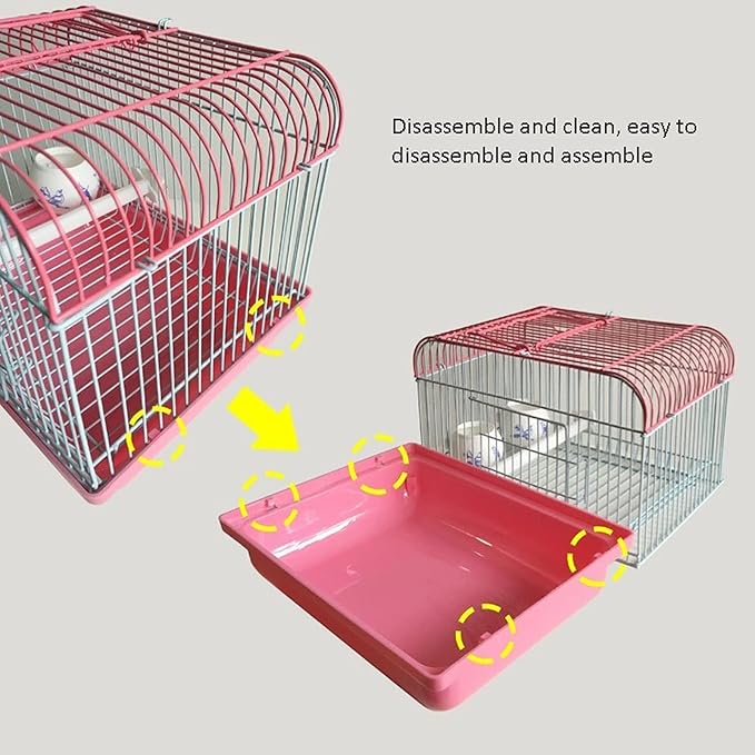 ENGENDER Bird Cage Pet Travel Cage for Birds and Small Animal Bird Carrier Wood Bird Perch with and Feeding Cup Light Breathable Cage Parakeet Cage(B)