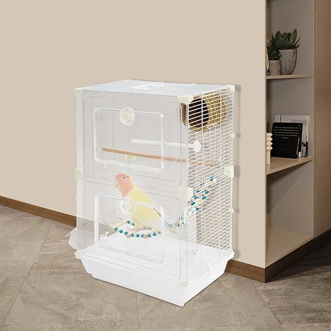 Small Bird Cage Parrot Cage Portable Bird Carrier with Nest & Feeders, Travel Carrier Cage for Parakeets Lovebirds Parrotlets Finches Canaries Small Medium Birds