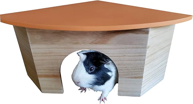 the Space House All Natural Sturdy Pine Wood Corner Hideout Hidey Guinea Pig Hut (Mango)
