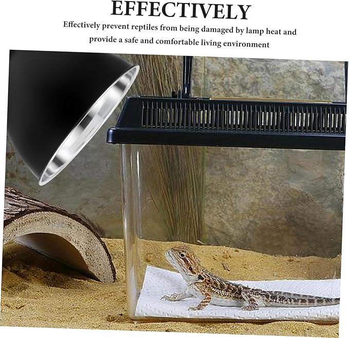 Cabilock 1pc Reptile Lamp Dome Reflector Cover Heat Lamp Guard for Reptile Enclosure Easy Installation Optimal Light Direction for Lizards Snakes and Turtles