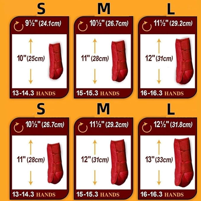 Generic 4Pcs Horse Boots Leg Protectors Adjustable Comfortable Neoprene Reusable Breathable Horse Protectors Equipment Set, red, S