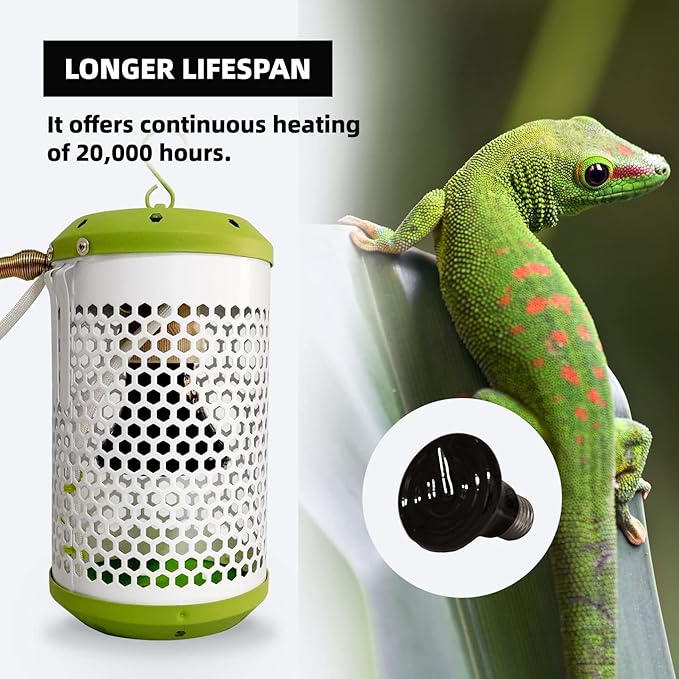 SYSAI Heat Lamp for Reptiles 100W with Thermostat, Chew Proof Cord for Ultimate Safety, Creates a Cozy Warm Haven for Your Beloved Bearded Dragon, Snake, Turtle & Amphibians