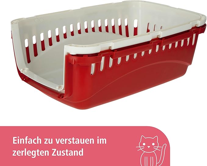 Kerbl Transport Box Expedion with Plastic Door, 45 x 30 x 30 cm, Creme/Bordeaux