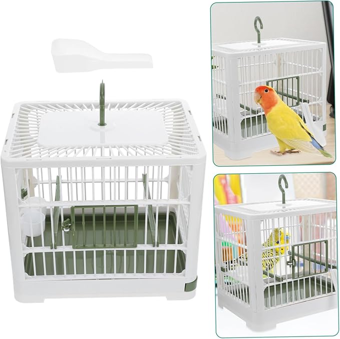 POPETPOP Foldable Bird Travel Cage with Stand Portable Bird Carrier for Parrots Parakeets Easy to Clean and Transport Design for Outdoor Use
