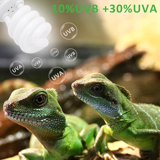 Aiicioo UVB Reptile Light 10.0 26W Desert UVB Spiral Compact Fluorescent Lamp UVB Reptile Light Bulb Tropical and Sub-Tropical UVB Bulb for Reptiles Bearded Dragons Lizards
