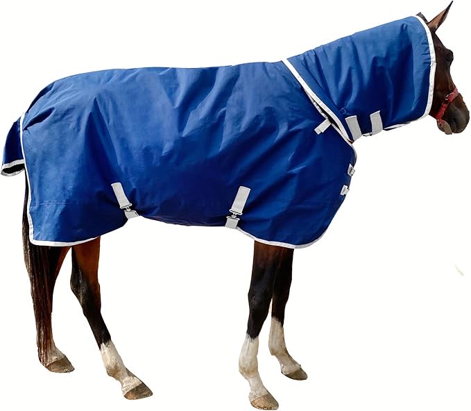 1200D Oxford Waterproof Warm-Keep Horse Turnout Blanket with Detachable Neck Cover，Heavy Weight Winter Turnout ，Horses Care Blanket Horse Rain Sheet (155CM)