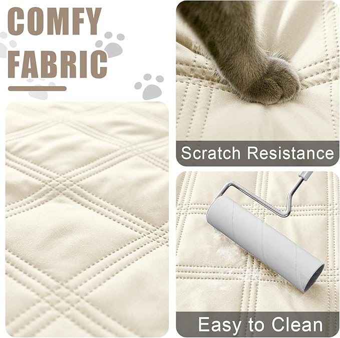 Smiry Waterproof Dog Bed Cover Blanket 52x82, Soft Reversible Pet Blanket, Washable Leakproof Cats Dogs Couch Cover for Sofa, Couch, Furniture, Beige/Beige