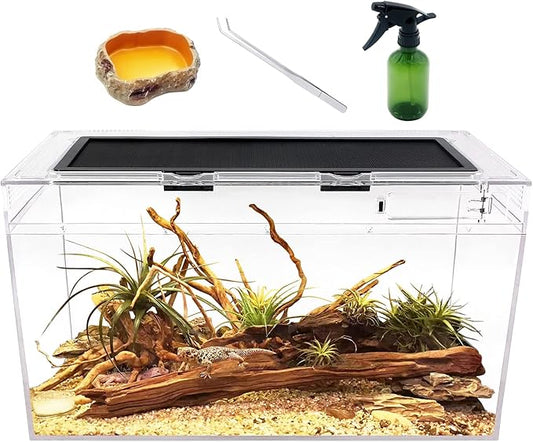 Reptile Growth Reptile Terrarium,10 Gallon Reptile Tank 20" x 10"x 11",for Insect，Fish，Tarantula，Hermit Crab，Jumping Spider，Iguana，Tortoise，Leopard Gecko，Bearded Dragon