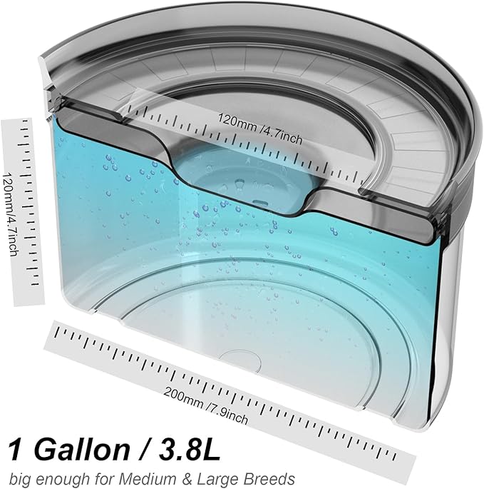Techphardo 1Gallon No Spill Dog Water Bowl-3.8L Large Capacity, BPA-Free, Anti-Splash & Anti-Digging Design with Non-Slip Base for Messy Drinkers