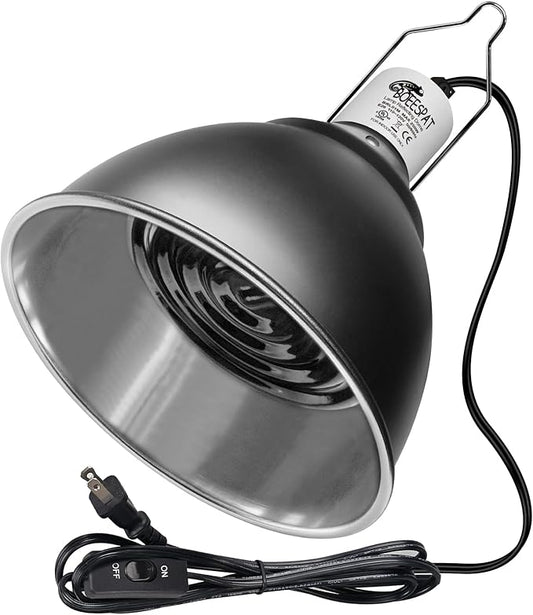 Large Caliber Reptile Lamp Cover Dome Supports Up to 250W, Diameter 7.0 Inch Heat Lamp/Light Fixture Dome Fit for E26 UVA/UVB Basking Bulbs, Perfectly Fit 250 watts Ceramic Heat Lamp
