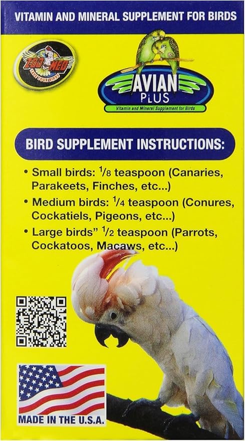 Zoo Med Avian Plus Vitamin & Mineral Supplement for Birds, 16oz