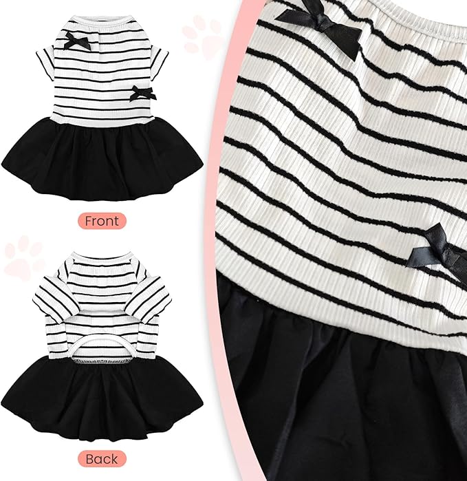 Dog Dresses, Pet Dog Princess Stripe Bowknot Dress for Dogs Female,Dogs Dress for Small Cats Girl Spring Summer Puppy Clothes(Medium)