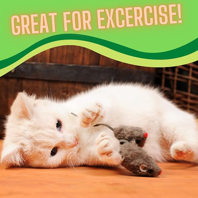 Smokey's Stash Rabbit Fur Mouse Cat Toy 12 per Pack White and Gray Fuzzy Toys for Cats with Rattle Realistic Fake mice (12) - Image 5