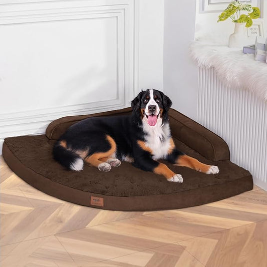 MEKIY Large Orthopedic Dog Bed with Sides XXXL Dog Beds with Removable Washable Cover Non-Slip Waterproof Pet Bed for Extra Large Dogs - Brown XXXL