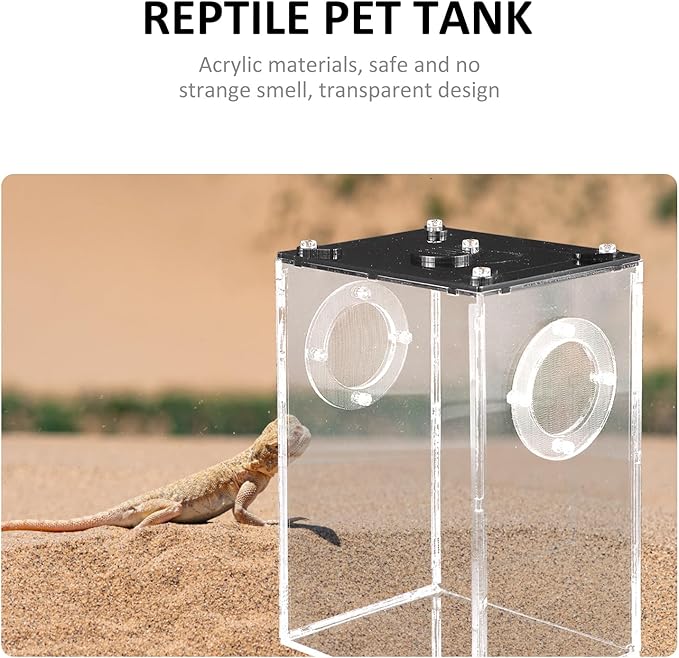Mipcase Box Box Reptile Feeding Lizard Terrarium Reptile Tank Enclosure Jumping Spider Habitat Container Carrier Breeding Tanks Transparent Feeding Accessories Snake Cage