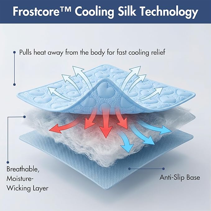 Spark Paws Cooling Couch Cover Dog Bed, Furniture Protector Mat, Non-Toxic Washable Pet Cooling Pad for Large & Small Dog - Hearts Blue - Size XL