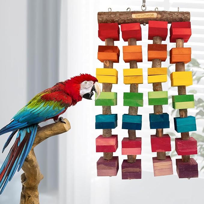 23.6"x13.7",2.17",Wooden Block 2.76" Macaw Toys,Large Parrot Toy,Large Bird toysLarge Macaws,Amazon Parrots.Provides an Ideal Place for Your Bird to chew and Climb