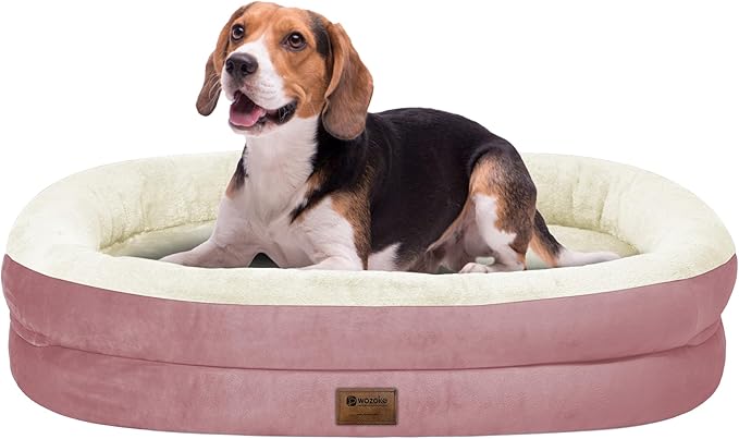 Orthopedic Dog Bed for Medium Dogs, Waterproof Dog Bed with Removable Bolsters, Egg Crate Foam Pet Couch for Medium Size Dog with Machine Washable Cover & Non-Slip Bottom, Pink