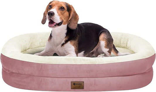 Orthopedic Dog Bed for Medium Dogs, Waterproof Dog Bed with Removable Bolsters, Egg Crate Foam Pet Couch for Medium Size Dog with Machine Washable Cover & Non-Slip Bottom, Pink