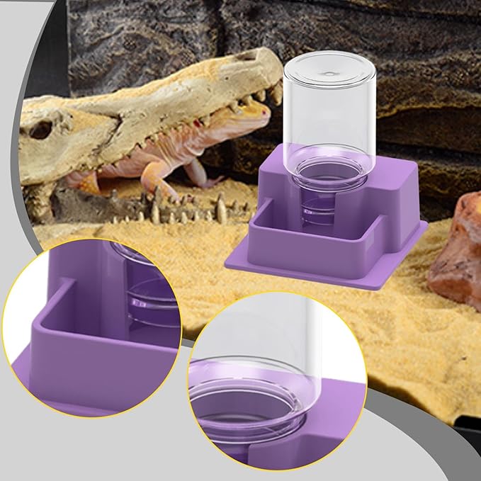 Automatic Reptile Water Dispenser, Aquarium Tank and Accessories for, Purple