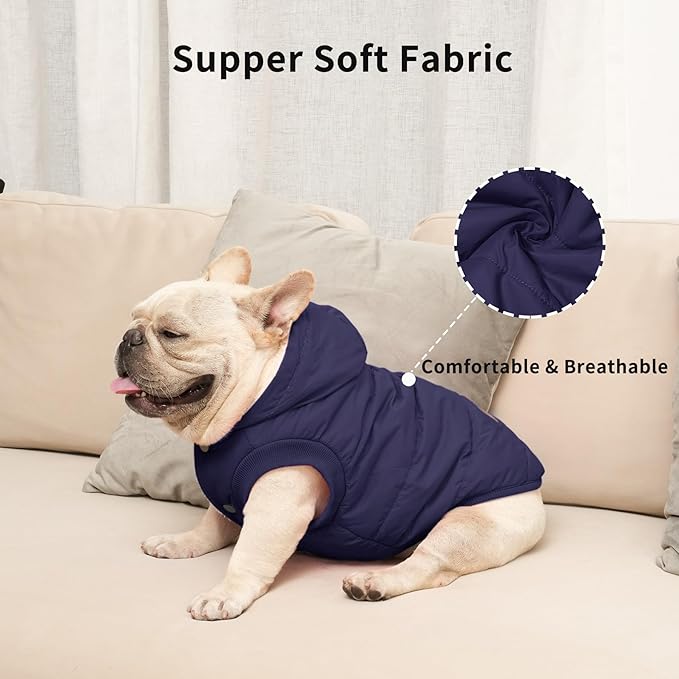 Vecomfy Fleece Lining Extra Warm Dog Hoodie in Winter for Large Dogs Jacket Pet Coats with Hooded,Blue XXXL