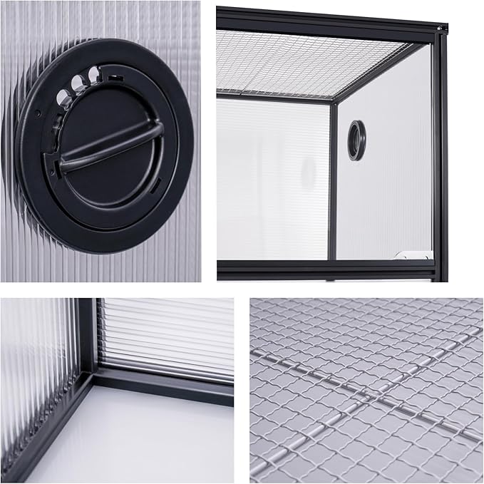 83 Gallon Bearded Dragon Tank 48x20x20in, Insulated Reptile Enclosure with Hollow Sunlight Panels, Aluminum Frame, Locking Sliding Glass Doors & Mesh Screen Top