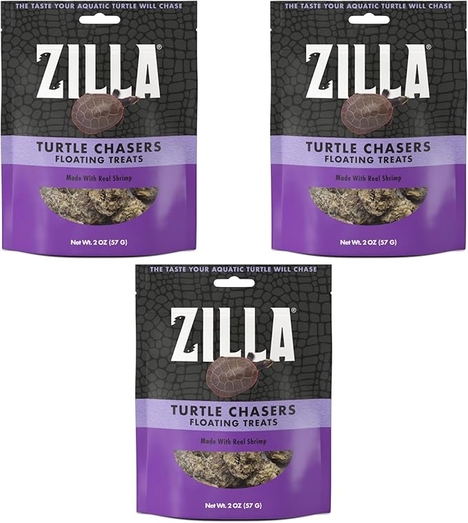 ZillaTurtle Chasers – Natural Shrimp Treats That Float, 2 oz Resealable Pack Pack of 3