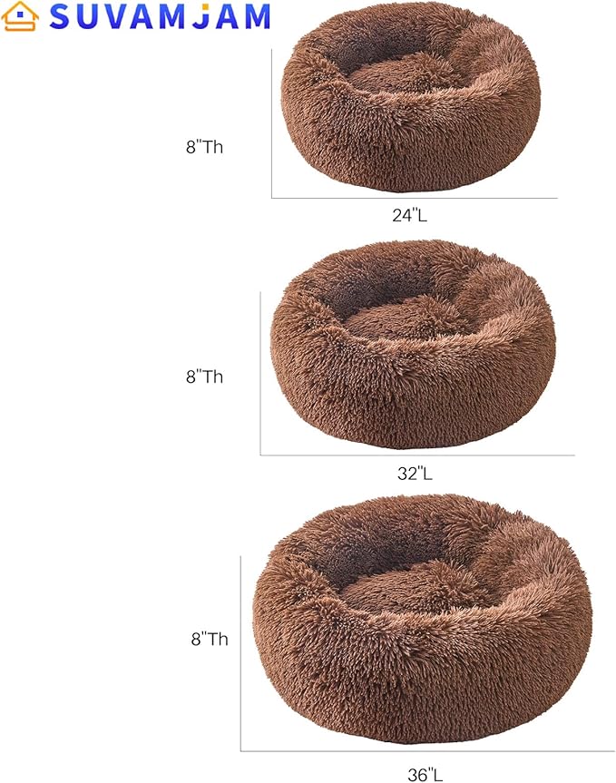 Comfort Donut Dog Bed for Small Dogs, Cat Bed & Pet Bed for Indoor Use, Medium Size with Soft Plush, Round Dog Beds for Large Dogs and Cats(Coffee, 32''Lx32''Wx8''Th)