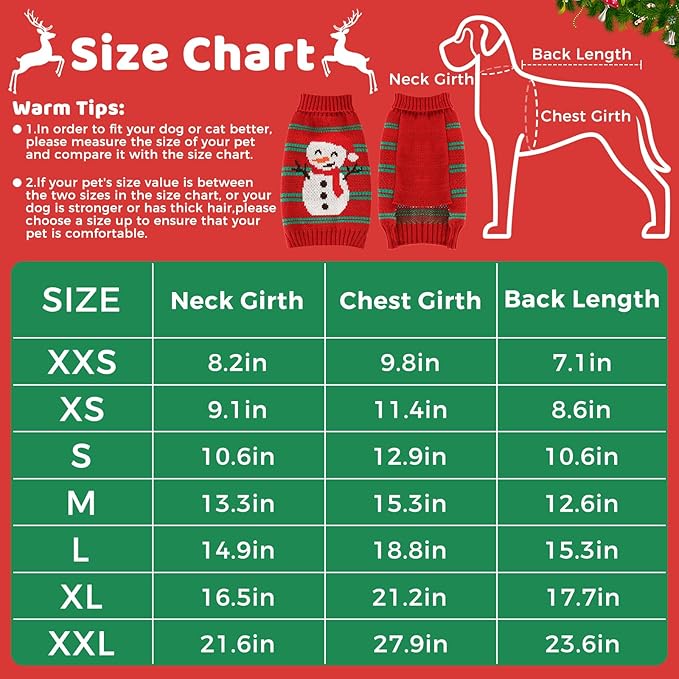Christmas Dog Sweaters for Small Medium Large Dogs and Cats,Pet Soft Warm Holiday Outfit Girl & Boy,Pup Winter Clothes Turtleneck Double Knitting Collar for Outdoors Playing (Snowman,Small)