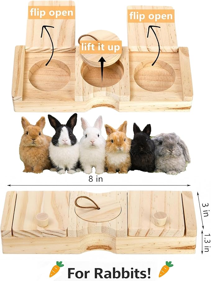 Deluxe Extra Large Wooden Rabbit Castle with Feeding Station, 2-Story Spacious Bunny Hideout House, Easy Assembly Indoor Habitat for Rabbits, Guinea Pigs and Chinchillas