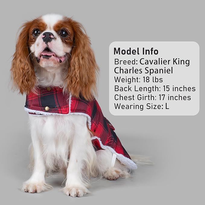 KYEESE Dog Coat Thick Pets Clothes with Pocket Windproof Dog Coats for Small Dogs Waterproof Dogs Jacket with Fleece Lined Warm Pet Winter Puffer Coat with Leash Hole Soft Pet Sweater for Cold Weather