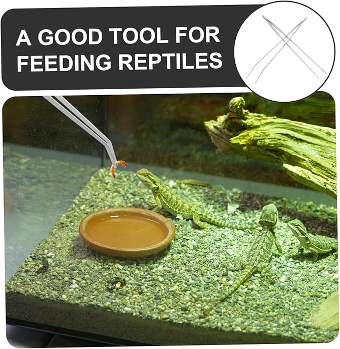 2pcs Extra Reptile Feeding Tongs Straight Curved Tips for Precise Handling of Turtles Bearded Dragons Other Crawling Pets Ergonomic Design for Easy Use Aquariums Terrariums