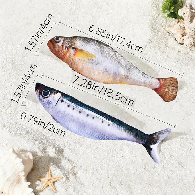 Realistic Floppy Fish Cat Toy with Catnip Toys for Cats Interactive Cat Toys for All Breeds Tap-Activated 3 Flapping Mode Sardine/Yellow Croaker,7.1 Inches,with Catnip,Rechargeable - Image 3