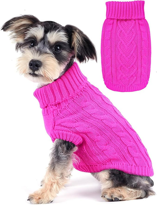 Valentine's Day Dog Sweaters for Small Dogs Heart-Shaped Patterned Solid Knitted Puppy Sweater Rose Red Dog Clothes for Spring Lightweight Chihuahua Clothes Warm Pullover Cat Outfit (Rose, X-Small)