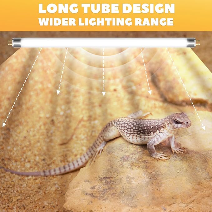GlowUp 12inch T5 8W 10.0 Reptile UVB Bulb T5 UVB Reptile Light Bulb UVA UVB Lamp Tube for Bearded Dragons Turtles Chameleon and Lizards Tropical Desert Reptiles- 2Pack