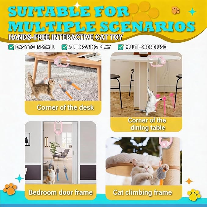 Interactive Cat Toy, Electric Cat Teaser, Door Clip, 2 Motion Modes,Pink - Image 7
