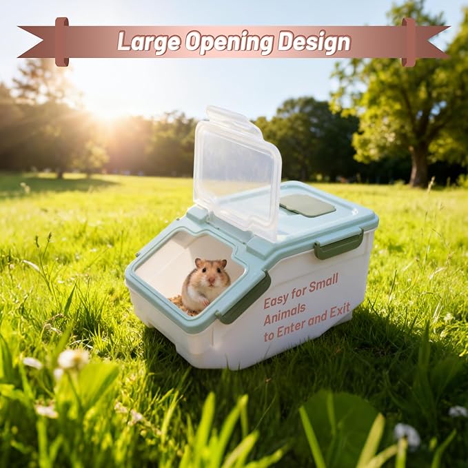 Extra Large Chinchilla Sand Bath Container Kit Plastic Dust Bath House Hamster Shower Room for Hedgehog Guinea Pig Squirrel Small Animals (Green)