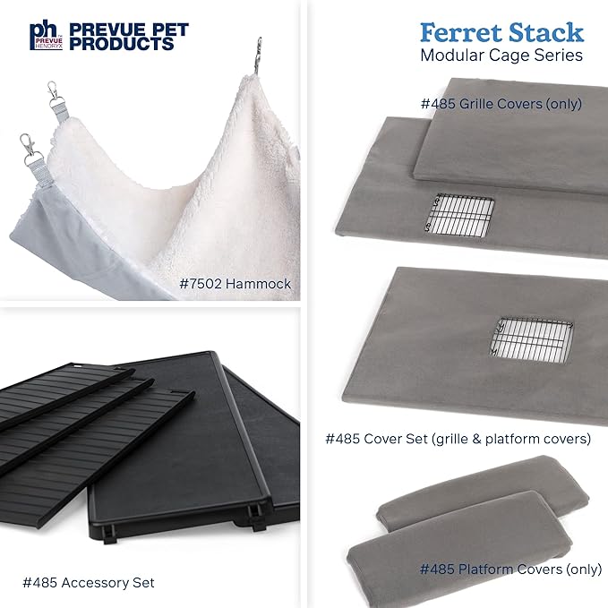 Prevue Pet Products Ferret Stack One Story Ferret Home with Portable Stand, Escape Proof Lock, Hammock, Ramps, Expandable Add-On Cage Stacking System