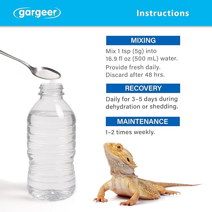 Gargeer 'ReptiLyte' Electrolyte Drink Supplement with Fruit for Reptiles | Hydration & Palatability Boost | Bearded Dragons, Geckos, Lizards, Tortoises | Made in USA. Enjoy!