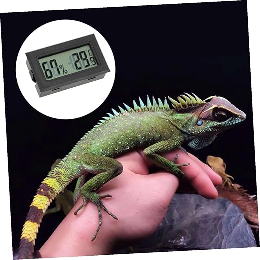 SHINEOFI 2pcs Mini Digital Hygrometer Thermometer LCD Display, Embedded Design, Black, Indoor Outdoor Use for Terrariums and Pet Enclosures