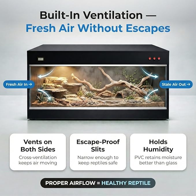 120 Gallon Bearded Dragon Tank - 4x2x2 ft Reptile Enclosure with Sliding Glass Doors and Ventilation 48x24x24 Inch Terrarium for Bearded Dragon, Leopard Gecko, Snakes, Lizards, Tortoise, and Reptiles