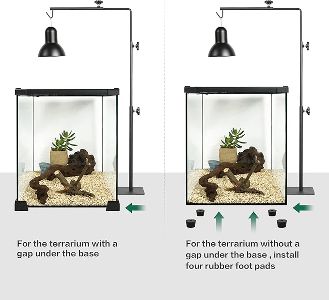 BETAZOOER Reptile Lamp Stand Adjustable 16-35 Inch Domes Heat Lamp Metal Bracket Floor Light Holder Support for Reptile Glass Terrarium Heating Light