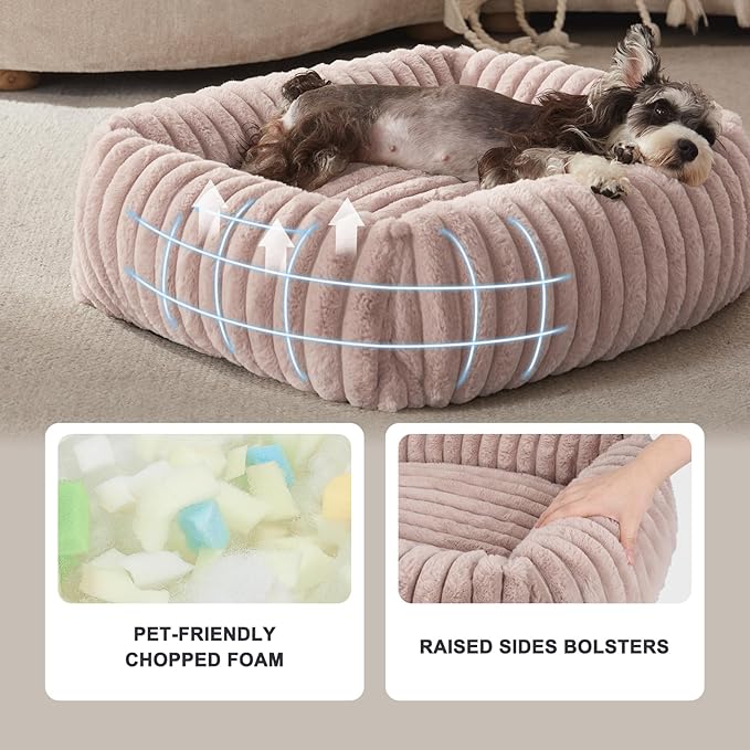 FURTIME Dog Bed for Small Dogs, Washable Orthopedic Dog Bed with Removable Cover, Rectangle Soft Calming Sleeping Puppy Bed Durable Pet Cuddler with Anti-Slip Bottom