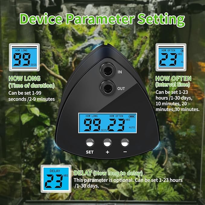 Reptile Mister System, Reptile Humidifier with LCD Screen, Mister for Reptile Tank with 2 Nozzles, Spray Kit for Rainforest Plants Amphibian