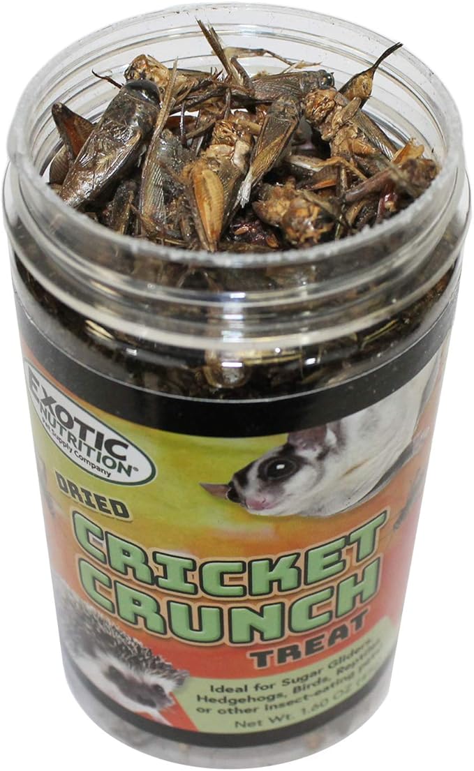 Cricket Crunch (3.2 oz.) - All Natural Healthy High Protein Insect Treat - Chickens, Birds, Hedgehogs, Bluebirds, Reptiles, Sugar Gliders, Opossums, Skunks, Lizards, Fish, Turtles, Amphibians
