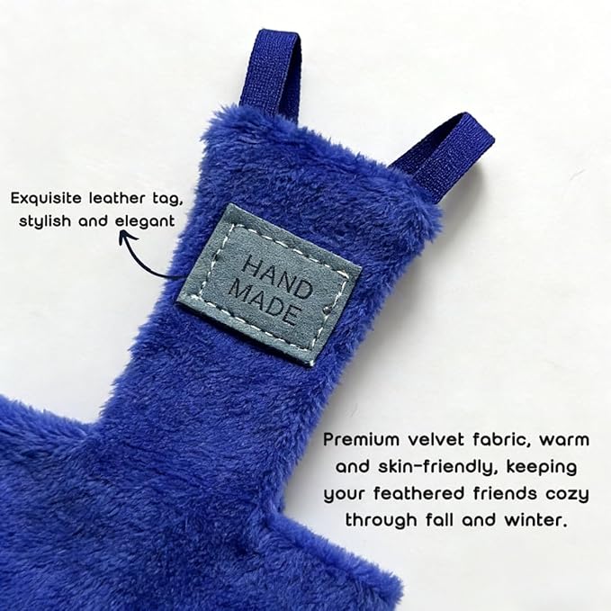 Adjustable Bird Diaper Parrot Clothes Flight Suite, Reusable Parrot Nappy with Waterproof Inner Layer, Warm Bird Urine Wet Suit Costume for Conure African Grey Quaker (Dark Blue, with Leash,2XL)